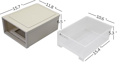 Miniatura 2 de Obstnny Cajón de almacenamiento de plástico, contenedor de almacenamiento apilable, 2 paquetes, 17.8 cuartos de galón