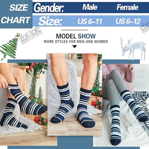 EBMORE Fuzzy Socks Warm Winter Slipper Fluffy Sleep Cozy Comfy Cabin Socks for Mens Womens2