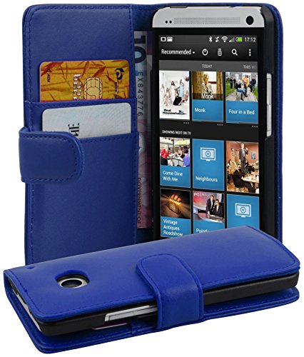 cadorabo Coque pour HTC One M4 Mini en Bleu CÉLESTE - Housse Protection en Similicuir Lisse avec Stand Horizontal et Fente Carte - Portefeuille Etui Poche...