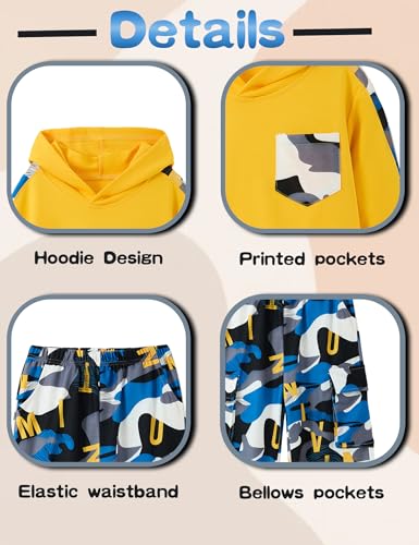 Image of mksodopy Boys Clothes Long Sleeve Hoodie and camouflage cargo pants Boy Outfits for 6-16 Years