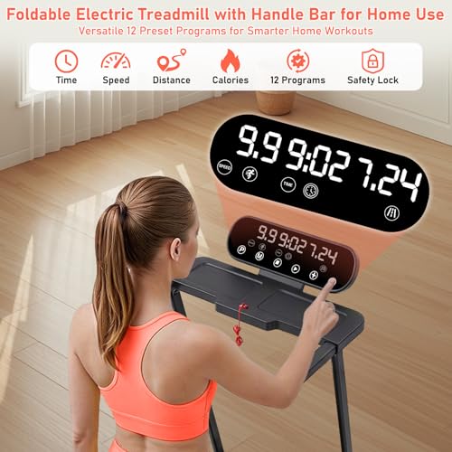 Image of Walking Pad Treadmill with Handle Bar and Incline, 3.5HP Electric Small Treadmills for Home Small Spaces, 0.6-10MPH Portable Mini Treadmills for Home Exercising, Compact Treadmill with Handles, 400LBS