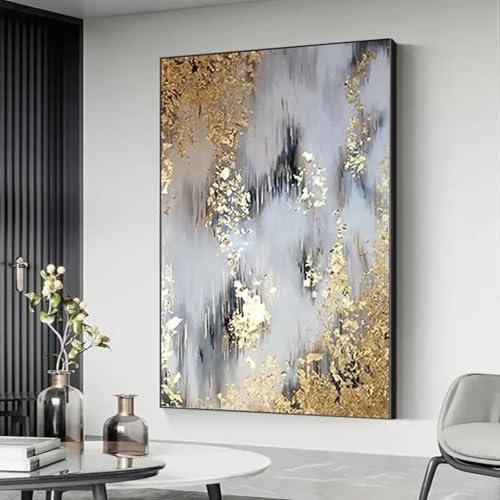 Art abstrait moderne peinture dorée sur toile 70x110 cm pour exprimer votre style unique