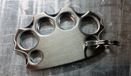 Brass Knuckles Pet Id Tag ENGRAVEABLE (Brushed Chrome, No Engraving Needed)