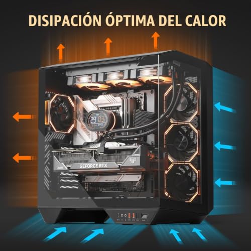 Caja doble cámara darkFlash DY470 con panel de cristal templado continuo 7