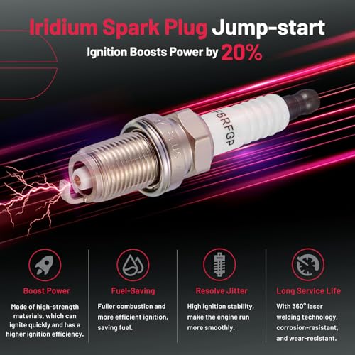 Image of BDFHYK 2 Ignition Coil Pack UF276 and 4 Iridium Spark Plug 2262 Compatible with Mazda 1999-2003 Protege 1.6L l4 Coil for 178-8255 C1223 5C1206 UF276T