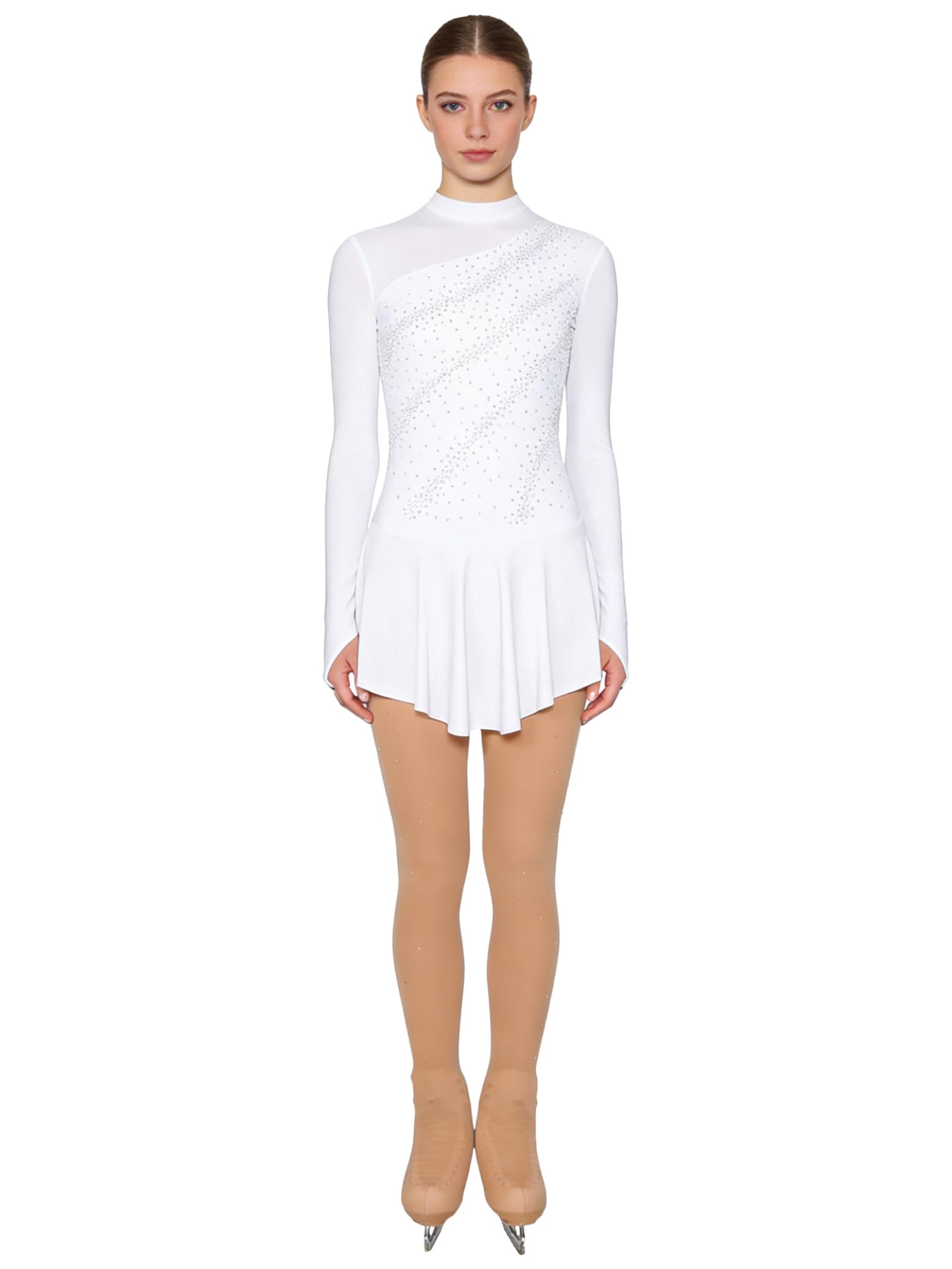 Hedmy Traje de Baile para Mujer Vestido de Patinaje Artístico sobre Hielo For con Pantimedias Medias de Bota de Patinaje Vestido de Baile Contemporáneo