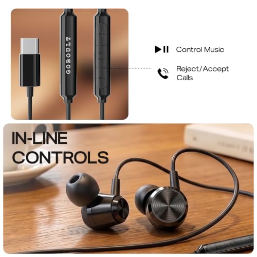 Image of GOBOULT WiredX 500 Earphones with Type-C Input, 13mm Bass Drivers, Inline Controls, IPX5, Earphones Wired Headphones with mic