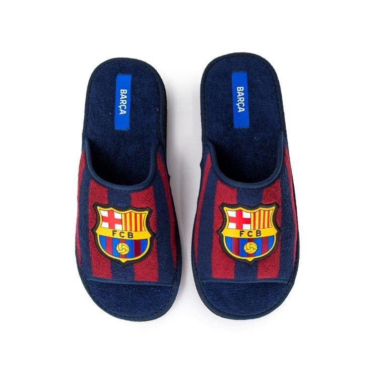 MARPEN SLIPPERS, Zapatillas de Casa de Rizo Ligeras de Verano Oficiales del FC Barcelona de Fútbol para Hombre o Mujer, De Punta Abierta, Talla 44