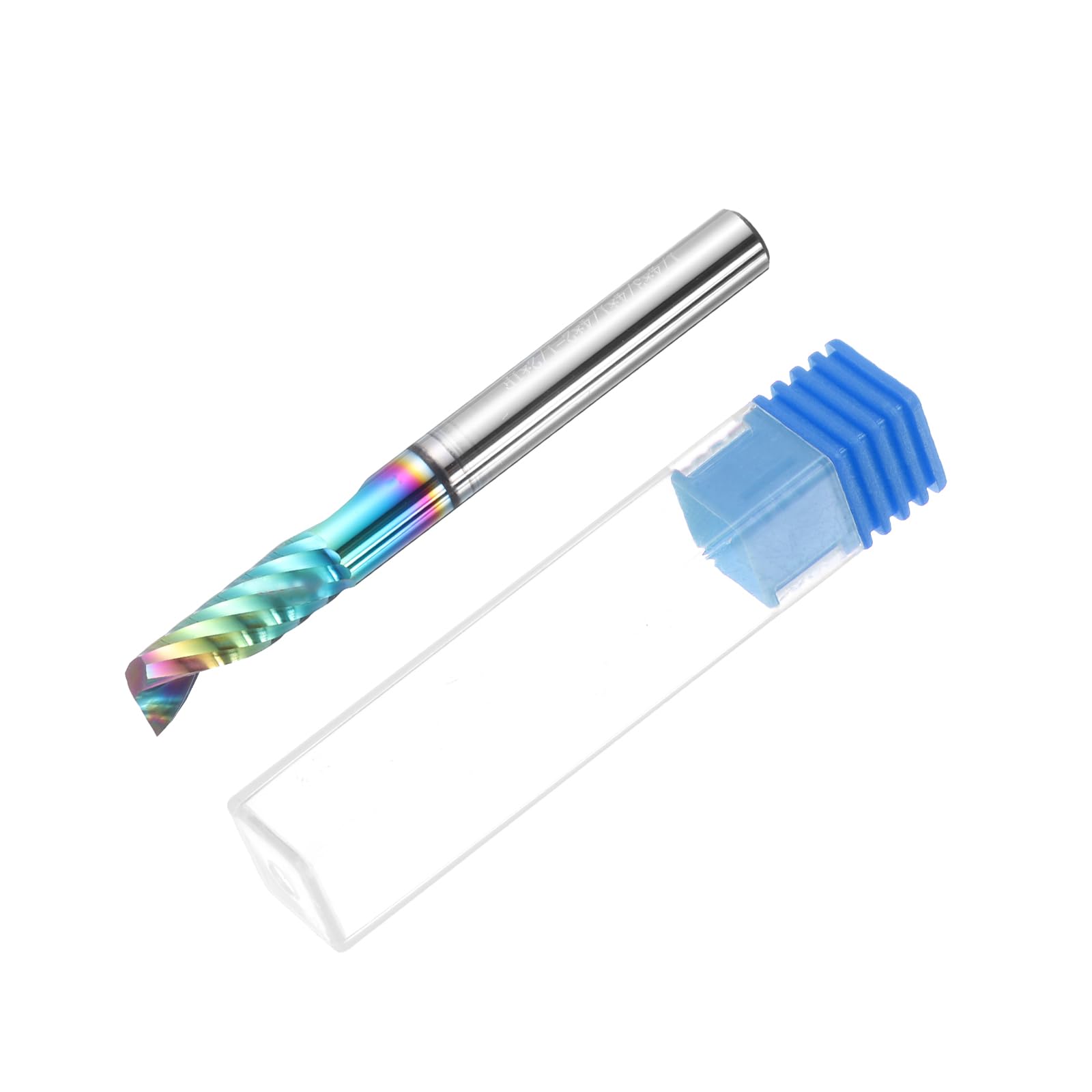 QUARKZMAN Frez spiralny 1/4" średnica cięcia 1 kolorowa powłoka tnąca (1/4" trzpień 3/4" długość cięcia 2-1/2" całkowita długość 30 stopni śmigła HRC44-46)