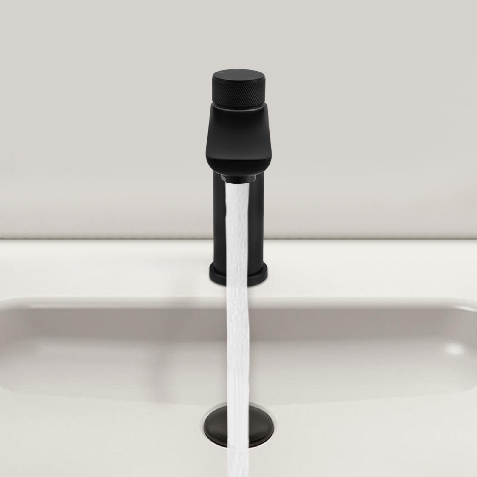 Grifo de lavabo automático con infrarrojos sin contacto, temperatura ajustable USB/batería mezclador de baño infrarrojo para casas, hoteles, escuelas, dormitorios, apartamentos (Negro)