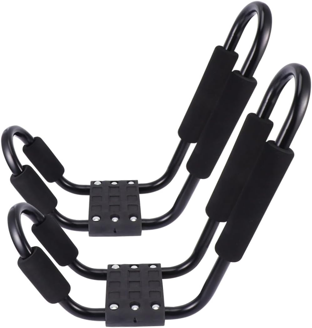 2pcs Kayak Roof Rack J-Shaped Canoe Carrier Brackets Detachable Car Roof Cargo Carrier for SUV Truck Crossbar Outdoor Water Sports Storage