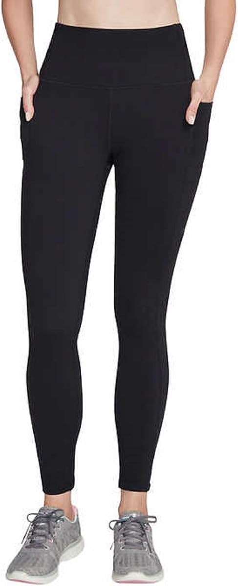 Legging de cintura alta Gowalk para mujer, elástico en 4 direcciones (mediano, negro)