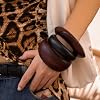 Hclian 3 Pcs Dark Brown Wooden Bangles Bracelets Set Chunky Stackable Statement Bracelets for Women Wide Irregular Geometric Bangles Jewelry Gift #1