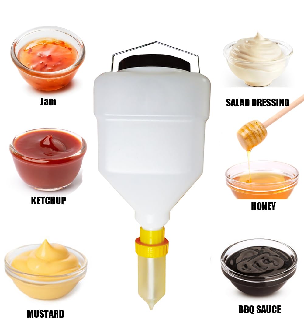 Dispensador de condimentos de gran capacidad para restaurante y barbacoa, botella recargable para exprimir salsa y diseño a prueba de fugas para mostaza, ensalada, ketchup y más (cuadrado,