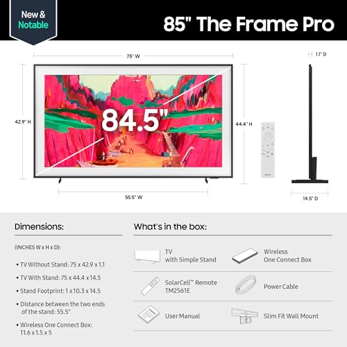 Image of Samsung 85-Inch Class The Frame Pro LS03FW 4K Neo QLED Mini LED Smart TV (2025 Model) Slim Fit Wall Mount Modern Frame Design with Wireless One Connect, NQ4 AI Gen3 Processor, Art Mode, Alexa Built-in