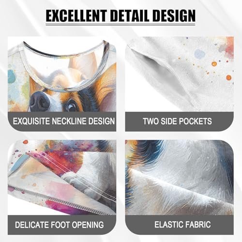 senya Short Sleeve Pajamas Sets Summer Cotton Sleepwear Watercolor Corgi Dog4