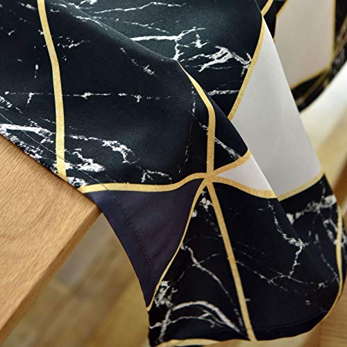 Nappe rectangulaire imprimé marbre noir 135x260cm pour table moderne
