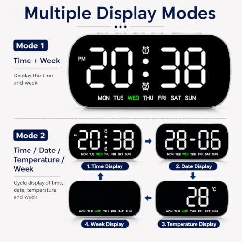 Image of AERYS Digital LED Alarm Clock with1 Year Warranty Dual Alarm, Day & Time Display, Large LED Screen, 12 /24 Hour Format, Snooze Function, Table Clock for Bedroom, Office, Students & Home Decor