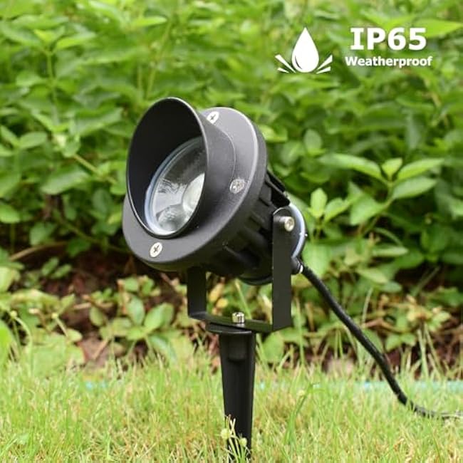 GBS9809 LED Spotlights, 9W 120V Line Voltage, 5000K Daylight, with Metal Ground Stake, Outdoor Flag Light, Landscape Spotlight, Corded Plug, Not Dimmable