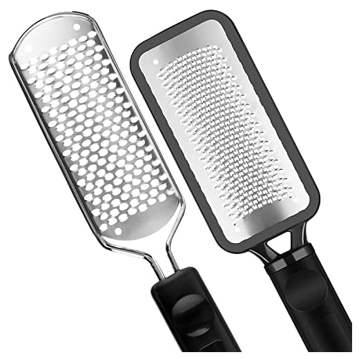 Pedicure Foot File - 2Pcs Stainless Steel Colossal foot Rasp, Dead Skin Remover for Feet, Professional Pedicure Tools Washable and Reusable