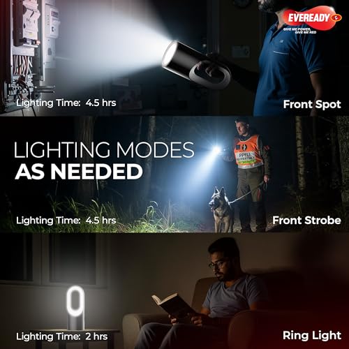 Image of Eveready Archlite HL81, Rechargeable Emergency Lantern Cum Torch, 19W Lantern + 2W Torch, Handheld and Handle-Free, USB Type-B Charging, 330 Emergency Light, 6 Months Warranty, Pack of 1