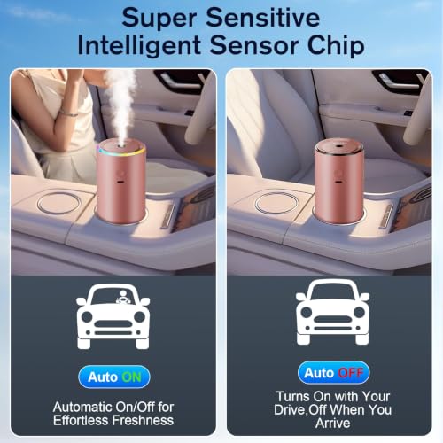 Image of Car Air Freshener for Women, Ocean Scent Pink Smart Car Air Fresheners with 100ml Essential Oil Car Fragrance Accessories, 5 Adjustable Car Aroma Diffuser, RGB Music Syncing Light, Auto On /Off