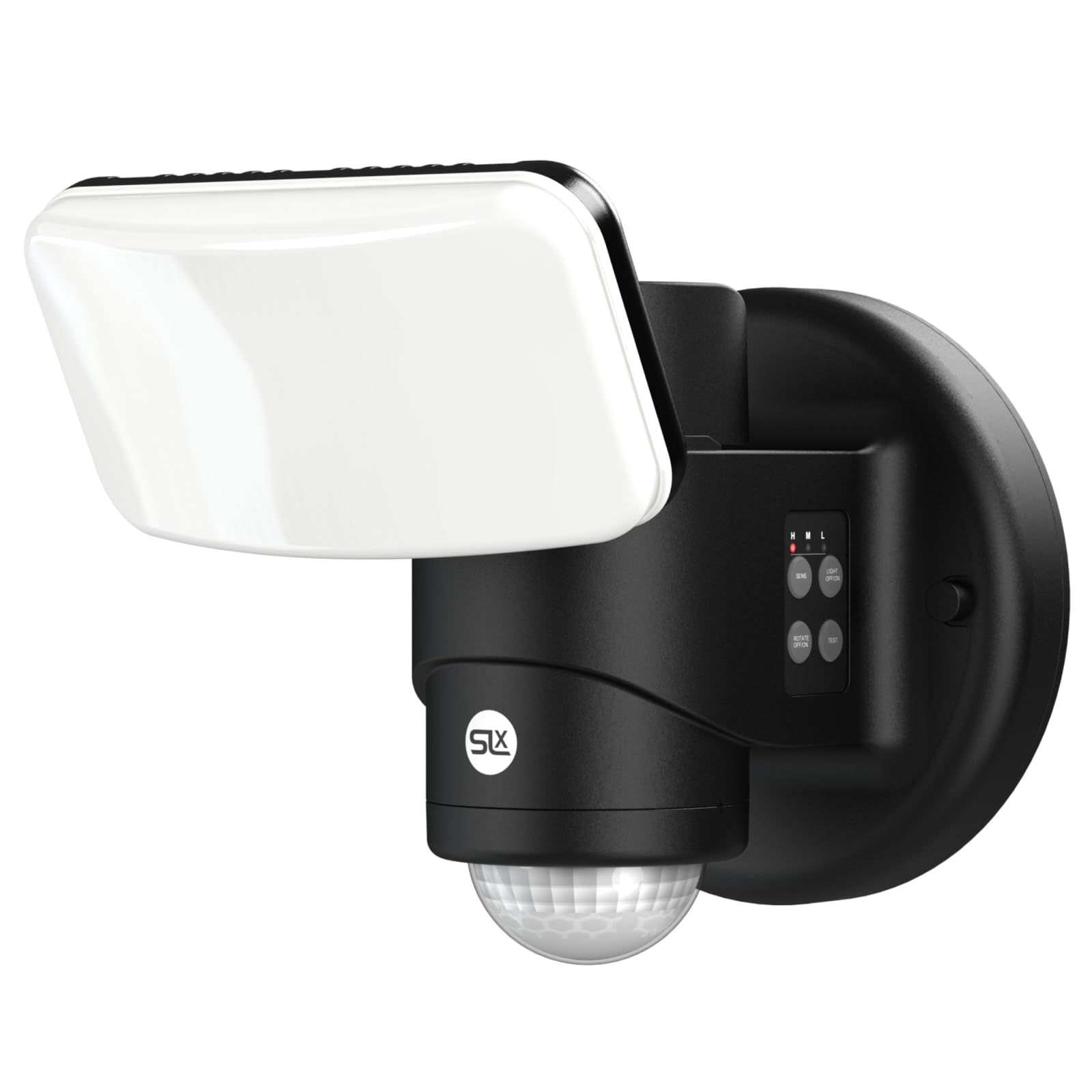 SLx Outdoor Security Light with PIR Motion Sensor, 2000 Lumen LED Floodlight, Mains Powered, IP65 Weatherproof, 240° Auto Tracking Robotic Sensor Black