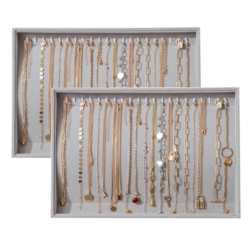 Image of Large Velvet Jewelry Tray Display Drawer Inserts 2 Pack