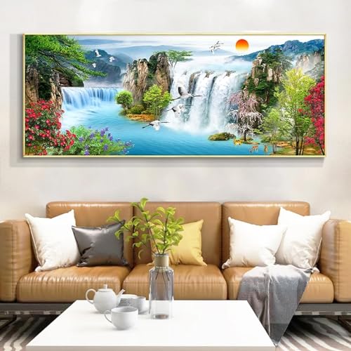 Affiches et impressions tableau d'art mural grand format paysage lac oiseau moderne