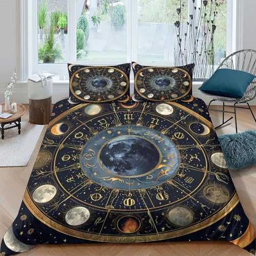 Housse de couette lune 3D déco chambre ado garçon lit simple microfibre douce - 4
