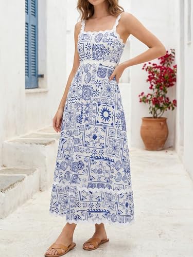 Image of Women's Classy Sleeveless Lemon Print Maxi RIC Rac Dress