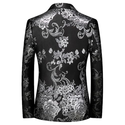 Mens Slim Fit Blazer Single Breasted Party Floral Suit Jacket 1 Button Sport Coat4