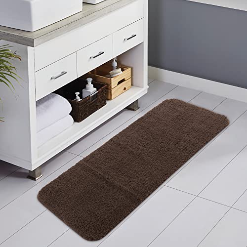 Image of Obsessions Ultra-Absorbent Quick-Dry Bath Runner | 1400 GSM Polyester | Soft, Non-Slip & Fast-Drying Bathroom Rug for Safety & Comfort | 60 x 150 cm | Chocolate