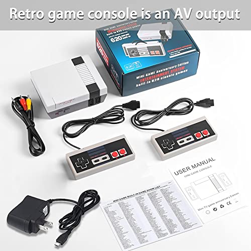 Fougeitts Retro Game Console,Game Consoles With Built In Games, Mini Classic Game System Built-In 620 Classic Handheld Games With 2 Nes Classic Controllers, #TOP6