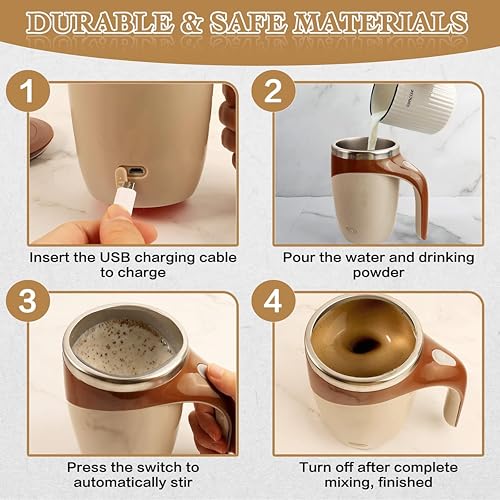 Image of Self Stirring Coffee Mug, Rechargeable Auto Magnetic Stirring CoffeeCup, Electric Mixing Cup, Self Mixing CoffeeTumbler, Stainless Steel Mug, Travel Cup for Milk, Cocoa, Coffee. (380 ml)
