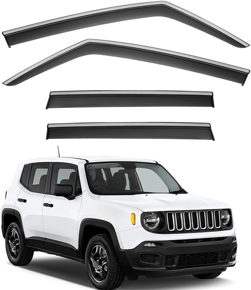 4Pcs Smoke Tint Car Window Deflectors for Jeep Renegade MK1 2014-2023+