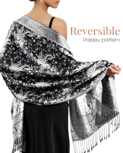 FURTALK Reversible Paisley Pashmina Shawl Wraps for Women Soft Exotic Indian Rave Scarf for Evening Dress Festival Scarves2