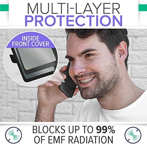 DefenderShield EMF Protection & 5G Anti Radiation iPhone 14 Pro Max SlimFlip Case - RFID Blocking EMF Shield Slim Wallet Case Black