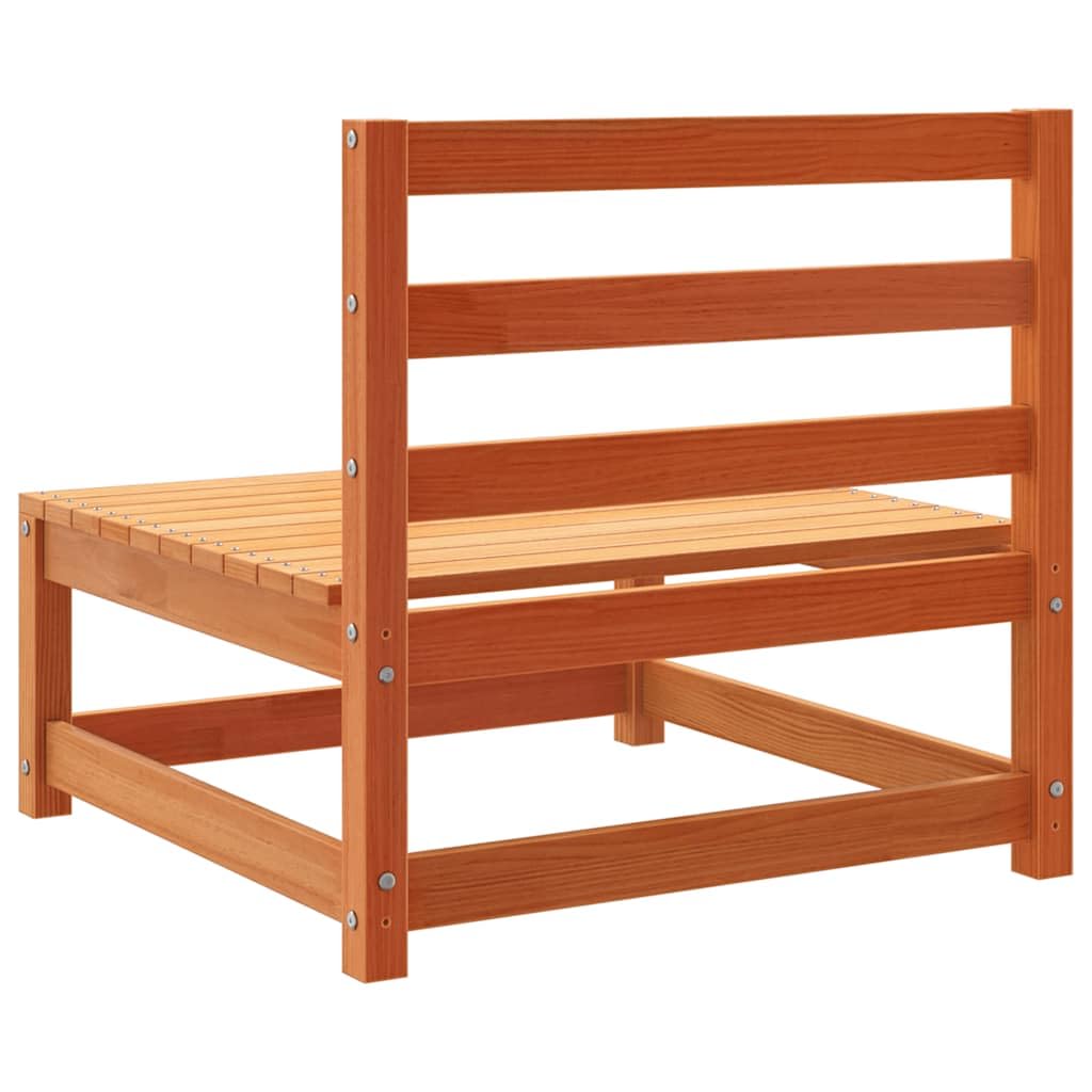 vidaXL Sofá Jardín sin Reposabrazos, Silla de Listones con Respaldo, Sofá Modular, Sillón para Patio Terraza, Madera de Pino Marrón Cera