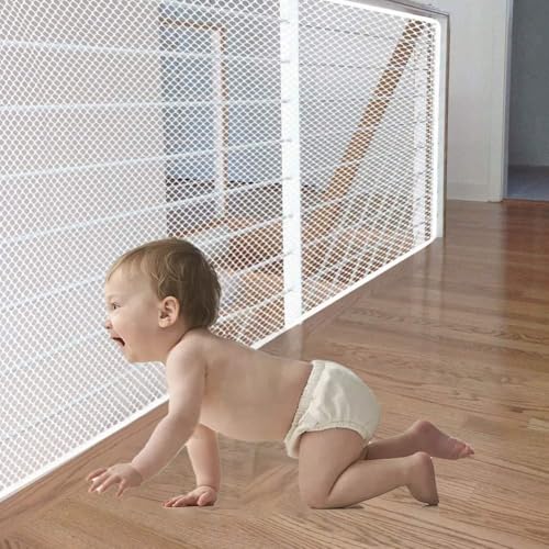 Treppen Schutznetz Kinder, Geländer Sicherheitsnetz, Treppenschutznetz für Kinder, Safety Net, Treppe Geländer Zaun Mesh, Sicherheitsnetz für Balkon, Baby Balkonnetz (2m x 78cm)