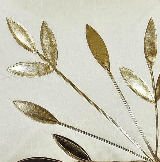 MSenterprises Decorative Cushion Cover with Zipper Set of 7 Leaf Design Throw Cover/Filler Cover/Case Cover for Sofa, Bedroom, Living Room, Kids Room 16x16 Inches (White & Brown) 2 51fno4Hbl9L