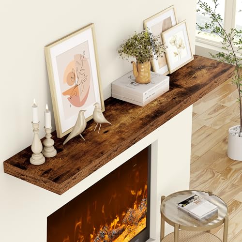 Image of 36 Inch Floating Shelves, 12 Inch Deep Floating Shelves for Wall, Extra Deeper & Thicker Wooden Wall Shelf with Invisible Brackets, Shelf for Bedroom Home Decor(Rustic Brown, Set of 2)