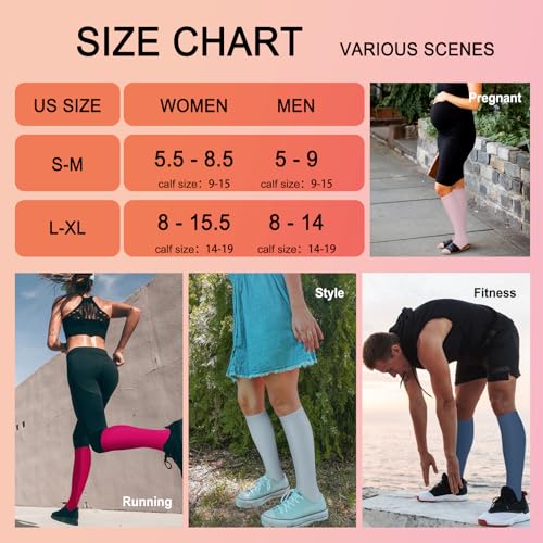 Image of Iseasoo 4 Pairs Compression Socks for Women Circulation-Best Support for Nurses,Running,Athletic,Travel