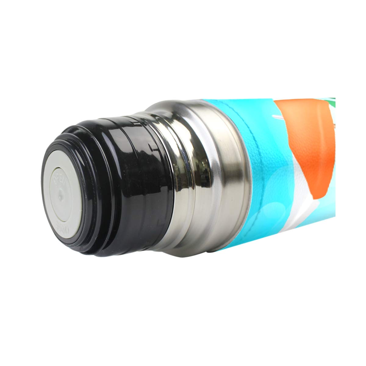 Thermosflasche, Vakuum-isoliert, Edelstahl, doppelwandig, auslaufsicher, Sommer-Motiv, personalisierbar, bedruckt, echtes Leder, 500 ml