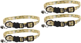 Mipcase 4 Pçs Coleira De Gato Gargantilha Floral Coleiras De Sino De Cachorro Para Cães Pequenos Coleira De Gato Pingente Coleiras De Sino De Gato De Desenho Animado Coleiras De