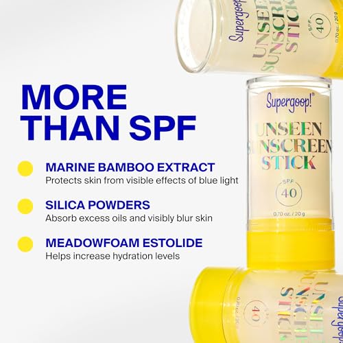 Image of Supergoop! Unseen Sunscreen Stick - SPF 40 - Clear & Invisible Sun Protection - Broad Spectrum Face Sunscreen - Glides Over Makeup - Natural Finish - For All Skin Types - 0.7 fl oz