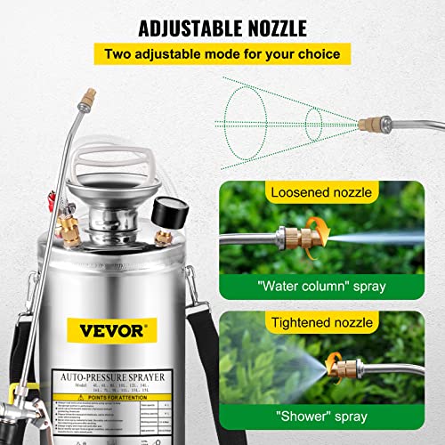 Happybuy 2 Gallon Stainless Steel Sprayer, 20" Wand & 3Ft Reinforced Hose, Hand Pump Sprayer With Pressure Gauge, Safety Valve & Adjustable Nozzle, Garden Weed Sprayer For Lawn, Gardening & Sanitizing #TOP2