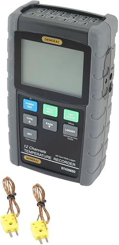 Miniatura 2 de General Tools DT4208SD Termómetro digital de registro de datos con tarjeta SD de formato Excel, 12 canales