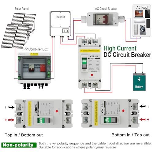 Image of 250Amp Molded Case Circuit Breaker MCCB 2 Poles DC500V Battery Disconnect Switch, PV Circuit Breaker or Main Power for Boat, Solar, UPS and Battery
