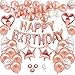 CHMMY Palloncini in Oro Rosa Compleanno Decorazioni per Feste per Ragazze Donne Compleanno Anniversario Palloncini in Lattice Coriandoli Happy Birthday Banner Ragazze Festa di Compleanno Decorazioni